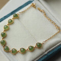 wholesale S925 silver inlaid natural Russian jade full-color vibrant green heart-shaped bracelet-0-0