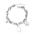wholesale S925 Sterling Silver Retro Thai Silver Oval Thick ChainFive-Point Star PendantBracelet。-0-4