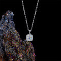 S925 Silver Cross-Border European and American Pendant Necklace with Moissanite and Princess Cut, Women's Fashion Rectangle Choker-0-0