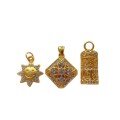 wholesale Gold-plated 925 ancient silver fittings with rhinestones, bamboo leaf, six-syllable mantra, sunflower pendant, and abacus charm for DIY-0-4