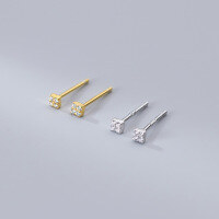wholesale S925 Sterling Silver Korean-style Mini Square Ear Piercing Earrings for Women, Simple Diamond-studded Ear Accessories G2289-S925 silver earrings silver 925 silver