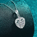S925 Sterling Silver Moissanite Women's Heart Pendant Necklace-0-1