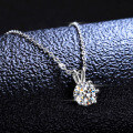 S925 Silver Moissanite Pendant Necklace for Women, Six-Claw Setting, Live Stream Drop Shipping-0-0