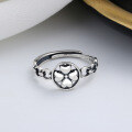 wholesale S925 Sterling Silver Hollowed-out Four-leaf Clover Ring, Creative and Fashionable Ins Style Versatile Viral Index Finger Ring for Women and Best Friends-0-1