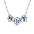 S925 Silver D Color Moissanite 9-Stone Row Cross Necklace-0-6