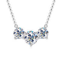 S925 Silver D Color Moissanite 9-Stone Row Cross Necklace-Simple and elegant necklace [White Gold]  925 Silver