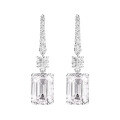 wholesale 925 Silver, Shipei Jewelry Foreign Trade Same Style 8*11 High Carbon Diamond Earrings, Rectangular Chamfered and Flat Cut, 4 Carat Ear Hooks for Women-0-5