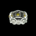 wholesale 925 Silver Gold-Plated Ring with High Carbon Diamonds, Bujia Daisy Light Yellow Cabochon Fashion Versatile Jewelry for Women-0-3