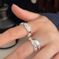 wholesale S925 Sterling Silver Minimalist Crossover Ring for Women, Small and Fashionable, Versatile and Unique Irregular Band, New Collection-0-2
