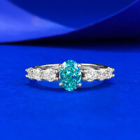 wholesale S925 silver jewelry 5*7mm Paraiba small fresh fashion ring for spring and summer seasons-R1549 Paraiba Ring>Size 9