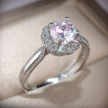 S925 Silver Plated White Gold Moissanite Sunflower Adjustable Ring-0-1