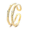wholesale S925 sterling silver Korean-style hollow double-layer irregular open ring INS trendy index finger ring for women-0-5