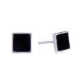 wholesale S925 Sterling Silver Trendy Black Drip Glaze Stud Earrings, Unisex Fashion Versatile Square Earrings for Healed Piercings with Silver Ear Posts-0-4