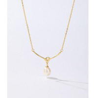 wholesale S925 Sterling Silver Freshwater Pearl Necklace for Women, Minimalist and Elegant, Unique Design, Versatile Collarbone Chain with Pendant-Freshwater Pearl Necklace Gold &gt; 925 Silver
