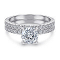 wholesale 925 Sterling Silver European & American Zircon Ring for Women Fashionable Diamond-Inlaid Two-in-One Set Engagement Ring-0-0