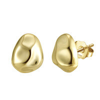 wholesale 925 Sterling Silver Geometric Zircon Jewelry For Women-925 sterling silver electroplated 14K gold 9*7.5mm 1.58g 925 silver