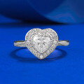 wholesale S925 Sterling Silver 6*6mm Heart-Shaped White Diamond Ring Women'sIns-0-5