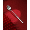 wholesale 999 Pure Silver Polished "Fu" Character Long Handle Baby Spoon, Household Soup Spoon, Infant Solid Silver Tableware, Coffee Scoop-0-0