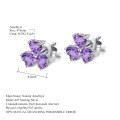 wholesale S925 Sterling Silver Natural Amethyst Heart-shaped Stud Earrings, Fashionable Light Luxury Minimalist Style with Natural Colored Gemstones-0-5