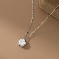 wholesale 925 Silver Fresh and Sweet Ins-Style Niche Design Diamond-Inlaid Brushed Five-Petal Flower Necklace Y02148-0-4