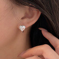 wholesale S925 Sterling Silver Textured Heart Earrings for Women, Korean Summer New Trendy Light Luxury Elegant High-end Earrings-0-3