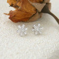 wholesale Sterling Silver S999 Snowflake Inlaid Stone Ear Studs for Women, Minimalist and Fashionable, Niche and Exquisite, Ear Piercing Friendly, Versatile Earrings-0-5