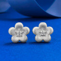 wholesale S925 Gold-Plated Silver Vintage Chinese Style Filigree Diamond Small Flower Stud Earrings-0-6