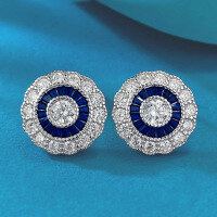 wholesale 925 Sterling Silver Live Xiaohongshu Style 45mm Round White Diamond Earrings, Simple and Fashionable Versatile-E535 925 silver