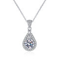Sterling Silver Pendant 1ct Moissanite Necklace Women's Fashion Pear Drop-0-3