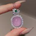 wholesale [925 Sterling Silver] Extravagantly Set Cabochon Natural Violet Chalcedony Pendant Necklace, New Chinese Style "Auspicious Aura" High-End Women's-0-0