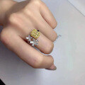 wholesale S925 Sterling Silver with Imported High-Carbon Diamond, 6*8 Radiant Cut Yellow Diamond Ring for Women, European and American Ins Style, New by Zhuozhifan-0-2