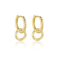 wholesale S925 Sterling Silver Geometric Zircon Earrings For Women, European And American Fashion Set, French Luxury Ear Cuffs-E4699-Gold/Pair 925 Silver