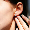S925 Silver Gold-Plated D Color Moissanite Small Four-Leaf Clover Earrings-0-1