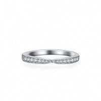 S925 Silver Moissanite Crossover Women's Euro-American Fashion Row Ring Tail Ring-(Set with moissanite)  Size 16