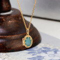 wholesale Wholesale jewelry factory, S925 silver with labradorite and amazonite pendant in French retro niche style-0-0