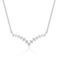 wholesale 18K Gold (Au750) Platinum Light Luxury Cultured Diamond Genuine Diamond One-Line V-Shaped Necklace Collarbone Chain-0-3