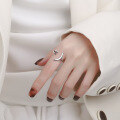 wholesale S925 Sterling Silver Korean Style Ins Minimalist Personalized Three-Dimensional Smile Simple Line Open Adjustable Ring Unisex-0-3