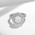 wholesale Metal material first, Yun Tong Jewelry 80mm Round 2 Carat Moissanite Engagement Ring for Women, Double Layer Circle Halo Stackable Ring Set-0-1