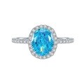 wholesale S925 Silver New Jewelry High Carbon Diamond 1 Carat Oval Aquamarine Zircon 6*8 Radiant Cut Ring for Women-0-4