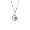 Sterling Silver Star Moon Necklace with Moissanite Pendant, Women's Fashion Choker Wholesale-0-4