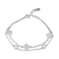 wholesale S925 Sterling Silver Small Square Diamond-Cut Double-Layer Zircon Cross Chain Bracelet for Women, Niche Cross-Border New Product-0-4