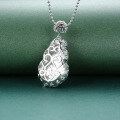 S925 Sterling Silver Jadeite Chalcedony Gourd Necklace-0-2