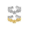 wholesale S925 Sterling Silver Korean Version Ins Minimalist Small Daisy Two-Tone Plated Color Block Open Adjustable Ring for Women-0-4