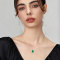 S925 Sterling Silver Emerald-Cut Drop Necklace, Wholesale Supplier-0-1