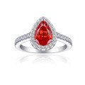 wholesale 925 Sterling Silver 15ct Teardrop Gemstone Ring High-End Luxury 5A Zircon Color Gemstone 6*9 High Carbon Diamond Women's Ring-0-6