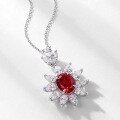 wholesale S925 Sterling Silver Live Hot Harvest Cultured Ruby Pendant Collarbone Chain Fashion High-End Snowflake Necklace Cultured Colored Gemstone-0-1