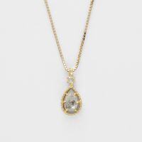 wholesale S925 silver plated 14K gold with labradorite and white zircon, spring new French minimalist necklace-Labradorite White Zircon Necklace 925 Silver