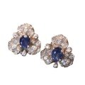 wholesale Metal material natural sapphire clover earrings sapphire flower geometric women's earrings live broadcast supply factory direct sales-0-4