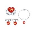 wholesale S925 Sterling Silver Red Enamel Camel Ring, Earrings, Bracelet Set with Heart-Shaped Pin-0-2