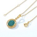 wholesale S925 Sterling Silver New Korean Style Necklace with Malachite Pendant Women's Choker Chain Modern Retro Drop Shipping-0-4